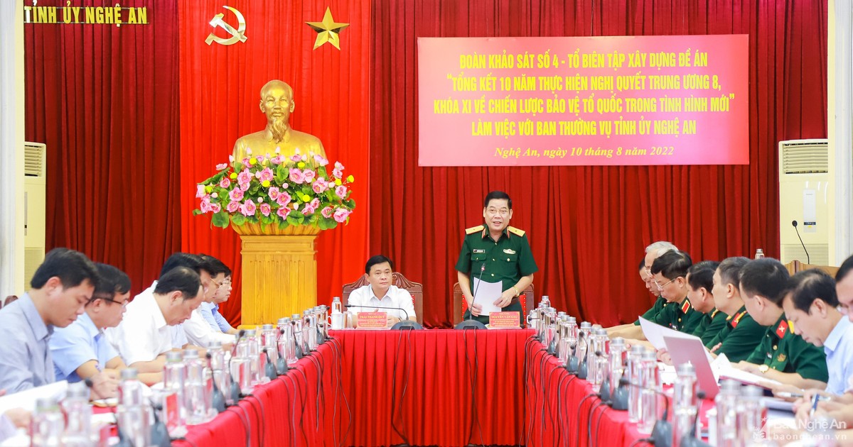 Khảo sát xây dựng Đề án Tổng kết 10 năm thực hiện Chiến lược bảo vệ Tổ quốc tại Nghệ An