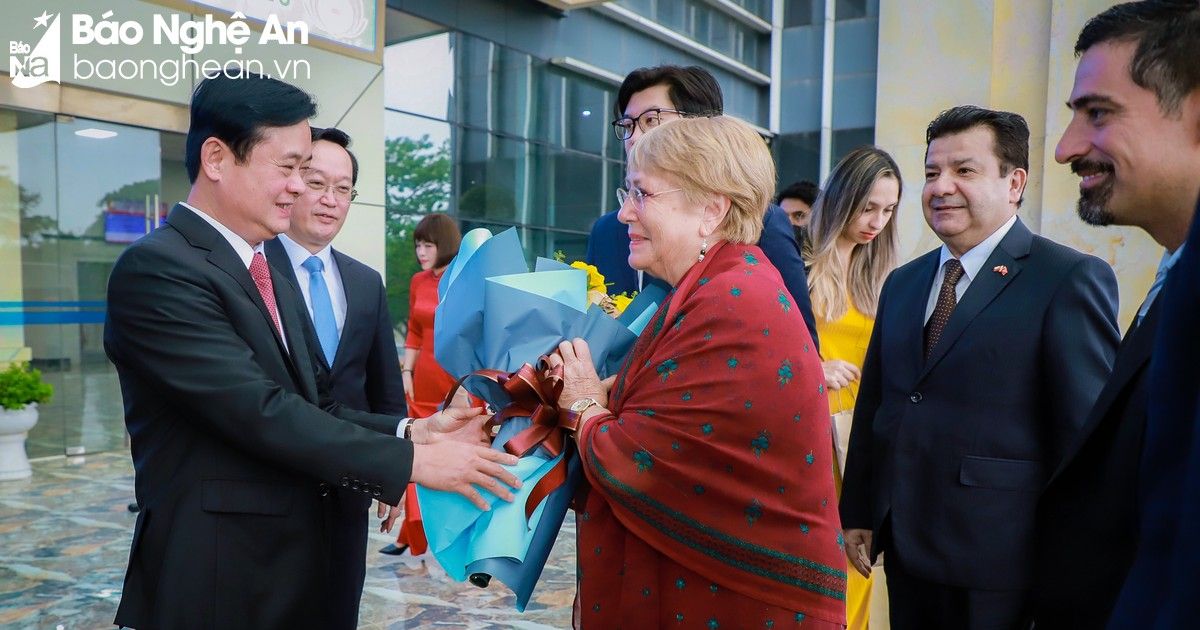Bí thư Tỉnh ủy Nghệ An Thái Thanh Quý tiếp cựu Tổng thống Chile Michelle Bachelet