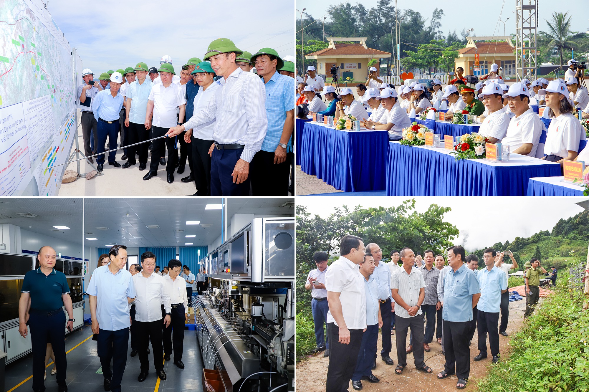 Các đồng chí Bộ trưởng Bộ Giao thông Vận tải, Bộ Tài nguyên và Môi trường, Bộ Lao động - Thương binh và Xã hội, Bộ Nông nghiệp và Phát triển nông thôn thăm, làm việc tại Nghệ An. Ảnh: Phạm Bằng - Quang An - Thanh Lê