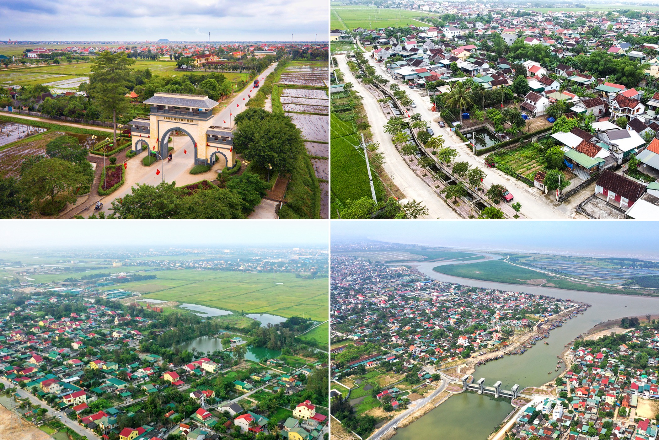 Một góc nông thôn mới ở các huyện Quỳnh Lưu, Yên Thành, Hưng Nguyên và Diễn Châu. Ảnh: Nhật Thanh - Thành Cường - Sách Nguyễn