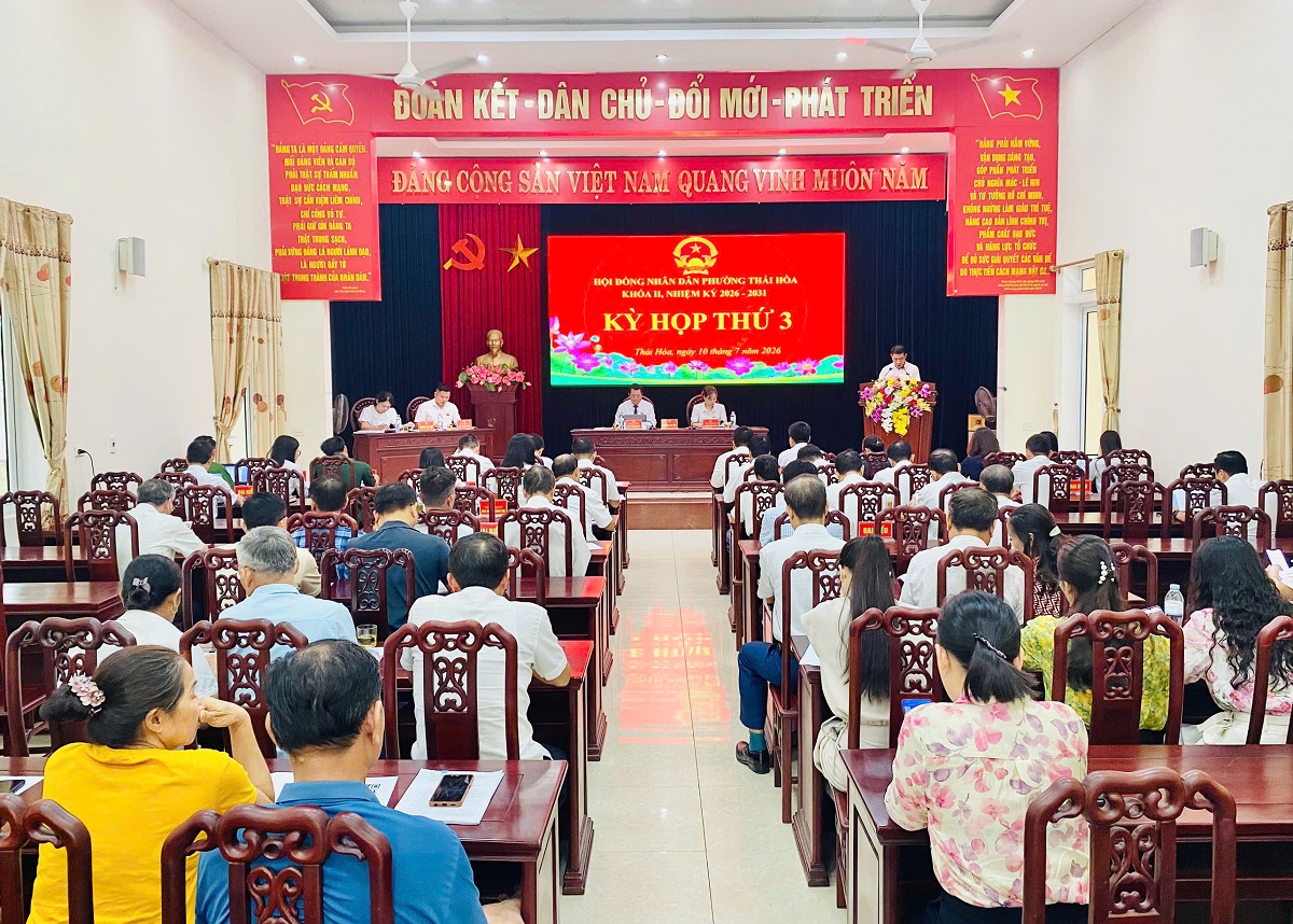 Hội đồng nhân dân phường Thái Hòa tổ chức kỳ họp thứ 3, kỳ họp thường lệ giữa năm 2026 HĐND phường khóa II, nhiệm kỳ 2026 - 2031