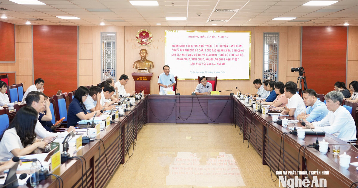 Đoàn giám sát HĐND tỉnh Nghệ An làm việc với các sở, ngành về vận hành chính quyền 2 cấp