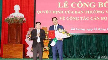 Công bố quyết định bổ nhiệm Bí thư Huyện ủy Đô Lương