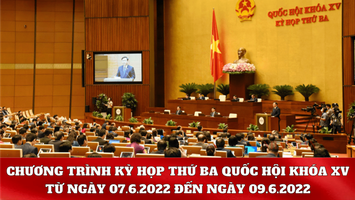 Kỳ họp thứ Ba, Quốc hội Khóa XV: Chương trình làm việc từ ngày 7.6 đến hết ngày 9.6