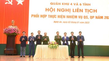 Quân khu 4 và 6 tỉnh Bắc miền Trung ký kết phối hợp thực hiện nhiệm vụ quân sự, quốc phòng