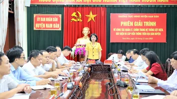Thường trực HĐND huyện Nam Đàn tổ chức phiên giải trình về công tác quản lý, chỉnh trang hệ thống cột điện, dây diện và cáp viễn thông trên địa bàn
