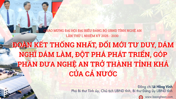 Đoàn kết thống nhất, đổi mới tư duy, dám nghĩ dám làm, đột phá phát triển, góp phần đưa Nghệ An trở thành tỉnh khá của cả nước