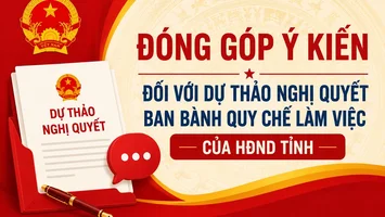 Lấy ý kiến góp ý đối với Dự thảo Nghị quyết ban bành Quy chế làm việc của HĐND tỉnh
