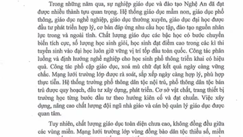 Nghị quyết của BCH Đảng bộ tỉnh về nâng cao chất lượng giáo dục toàn diện trên địa bàn tỉnh Nghệ An, giai đoạn 2021-2025, định hướng đến năm 2030